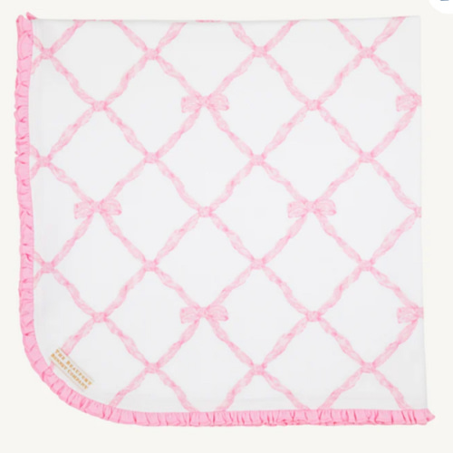 Baby Buggy Blanket - Belle Meade Bow with Pier Party Pink