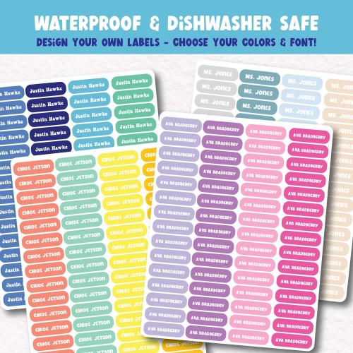 Back to School Labels - Dishwasher Safe Labels, Personalized Kids Name Labels for Daycare, School Supplies, Durable Name Sticker, Waterproof