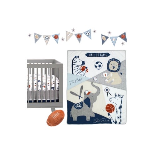 Hall of Fame Sports Animals 5-Piece Crib Bedding Set