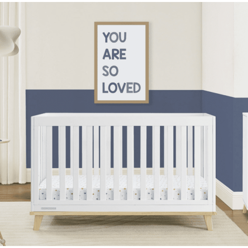 Delta Children Frankie 4-in-1 Convertible Crib - Greenguard Gold Certified, Bianca White with Natural
