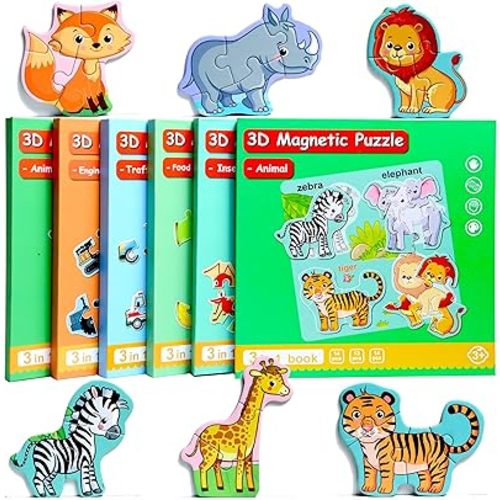 Magnetic Puzzles for Kids Ages 1-3, Travel Toddler Puzzles Ages 2-4 Year, Animal Activities Toy for Boys & Girls 3-5 yo - Learning Magnet Gift for Road Trip