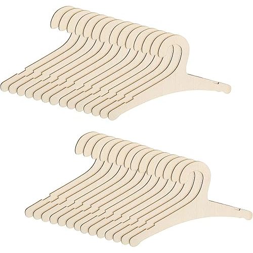 30 Pcs Baby Hangers, 9 x 4.7 Inch Baby Clothes Hangers Cute Non Slip Kids Wooden Hanger for Babies, Toddlers and Children's Coats, Dresses, Pants and Jackets (Wood Color)