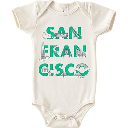 MAPTOTE Font One Piece-Unisex Baby Organic Cotton Short Sleeve Bodysuits-Various Sizes 3-18 Months-City Specific-Made in USA