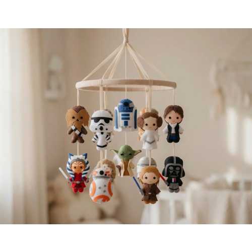 Star Wars Baby Mobile, Outer Space Baby Mobile, Yoda, Robot, Darth Vader, Baby Crib Mobile, Nursery Mobile