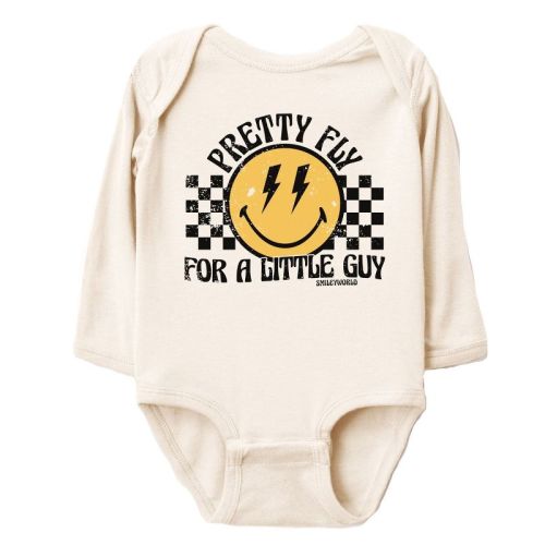 The Juniper Shop SmileyWorld Pretty Fly For A Little Guy Long Sleeve Bodysuit - 6M - Natural