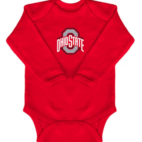 Ohio State Buckeyes Baby Red Logo Style Long Sleeve Romper - 10190143
