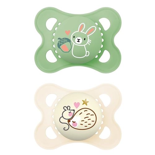 MAM Original Day & Night Pacifiers, Binky Pacifier for 0-6 Months, BPA-Free Silicone, Glows in The Dark, Best for Newborn Babies, Developed with Medical Experts, 2 Count Binkies, with Sterilizer Case