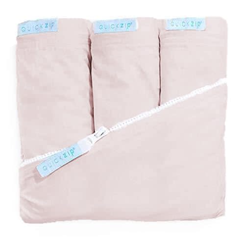 QuickZip Crib Sheet Set - Faster, Safer, Easier Baby Crib Sheets - Includes Blush Wraparound Base & 3 Zip-On Crib Sheets – Blush 100% Cotton - Fits All Standard Crib Mattresses