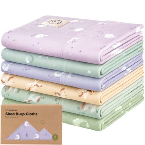 6pk Shea Baby Burp Cloths for Baby Boys and Girls, Organic Burping Cloths for Babies, Newborn
