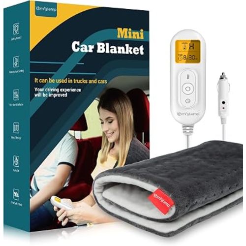 Comfytemp 12V/24V Car Electric Blanket for Back Neck Shoulders Hip 12"x24"