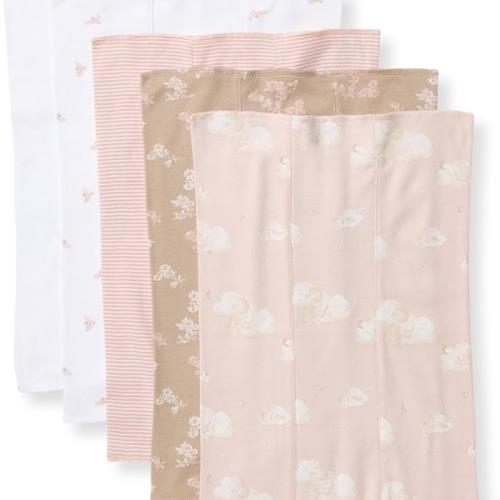 Burt's Bees Baby Infant Burp Cloths, 100% Organic Cotton Extra Absorbent Soft Fabric Drool Cloths, 5-Pack Newborn Must-Have Essential Large Burping Cloths, One Size 17 x 11.75 Inches