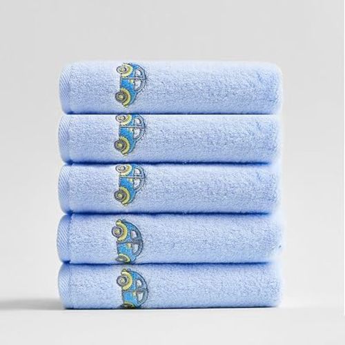 Baby Washcloths 100% Cotton Wash Cloths for Newborn,Soft & Absorbent, Great for Baby Bathing Wiping Feeding (5-Pack Blue)