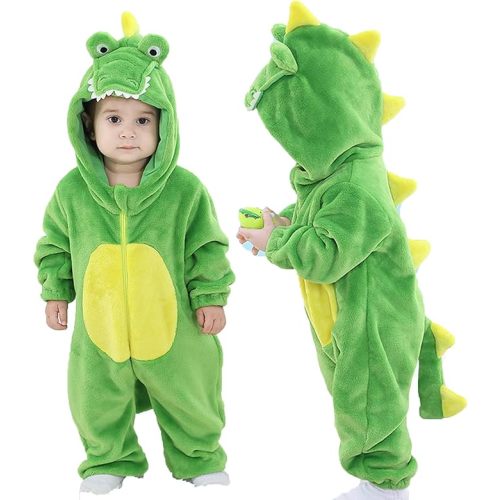 Unisex Baby Flannel Romper Animal Onesie Costume Hooded Cartoon Outfit