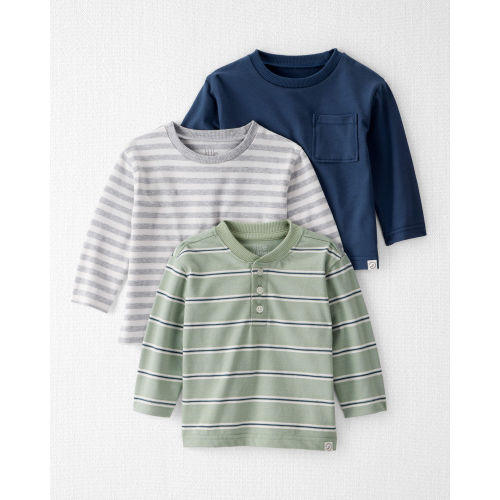 Baby Boy 3-Pack Organic Cotton Long-Sleeve Stretch Jersey Tees - Little Planet | Carter's