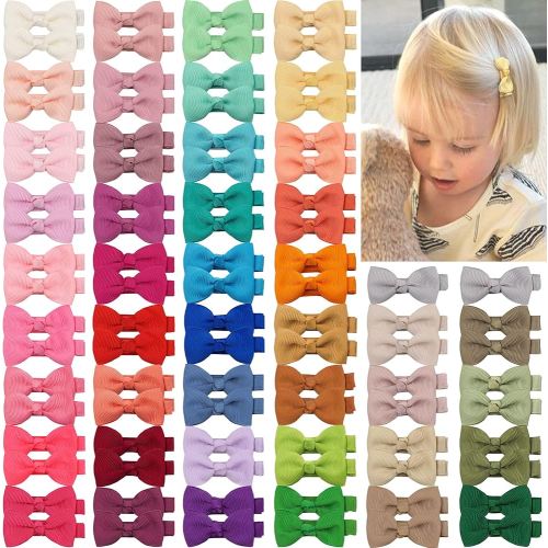 CLLOT Hair Clip 90PCS, Baby Girls Fully Lined Baby Bows Hair Pins Tiny 2' Hair Bows Alligator Clips for Infants Toddlers in Pairs