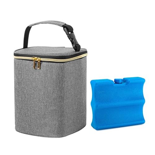 Teamoy Breastmilk Cooler Bag with Ice Pack, Baby Bottles Bag for up to 4 Large 9 Ounce Bottles and Ice Pack, Perfect for Working Mom Mother, Gray