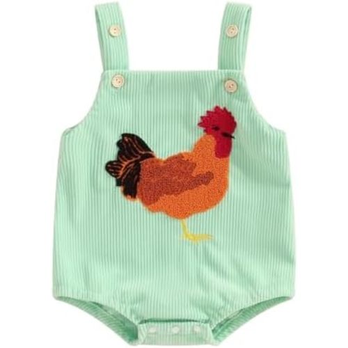 Tsnbre Newborn Baby Boy Girl Summer Outfits Corduroy Romper Farm Chicken Baby Overalls 0 3 6 9 12 Months Infant Clothes