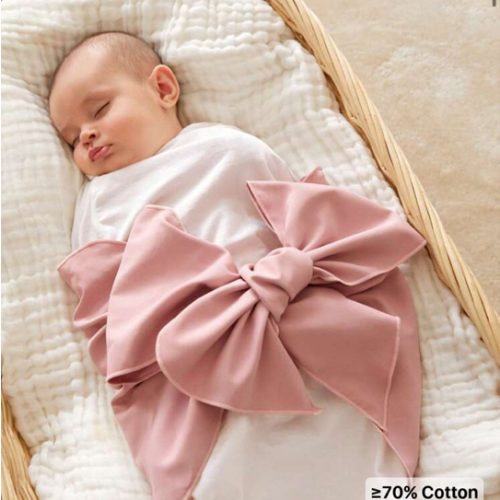 Cozy Pixies 1pc Baby Bow Decor Fabric Swaddling Blanket Love Valentine