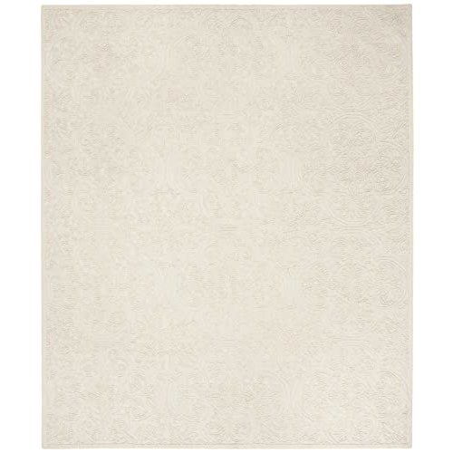SAFAVIEH Trace Collection Area Rug - 9' x 12', Ivory, Handmade Wool, Ideal for High Traffic Areas in Living Room, Bedroom (TRC101C)