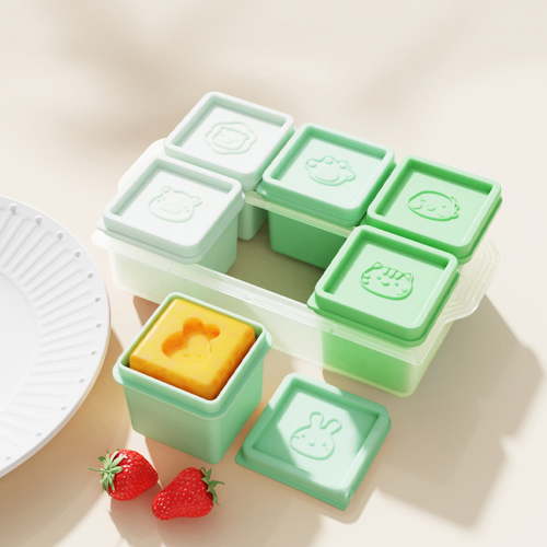 6-Compartment Silicone Food Storage & Freezer Tray with Lids | BPA-Free Baby Food Portion Container, Mold & Snack Box | 110ml Per Section, Microwave & Dishwasher Safe | 7.1x4.7in