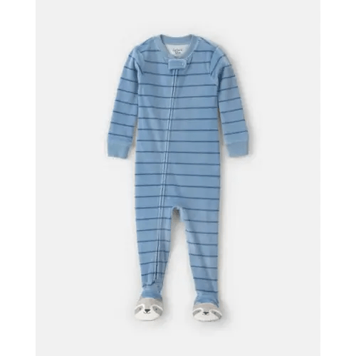 Toddler Boy 1-Piece Striped Raccoon DreamPlush Snug Fit Footed Pajama - Blue | Carter's