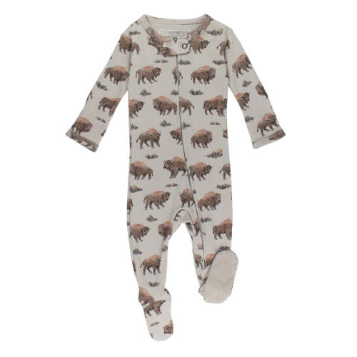 Bison | Organic Zipper Footie Preemie-NB