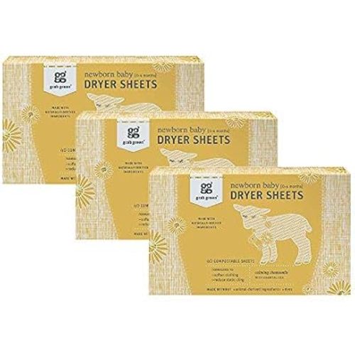 Grab Green Newborn Baby Dryer Sheets, 120 Count, Calming Chamomile Scent