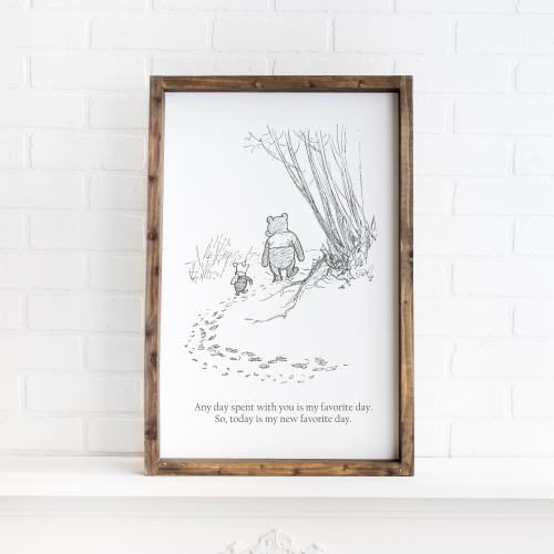 Winnie the Pooh Nursery Sign: Framed Wood Decor