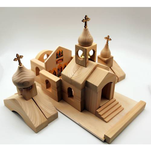 Orthodox Church Wooden Block Building Set. Handmade Educational Toy.