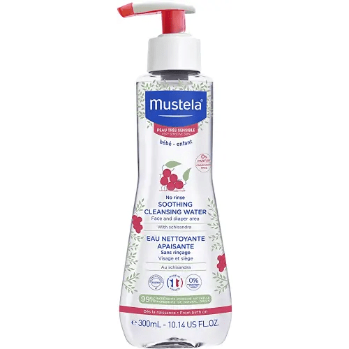 Mustela Baby Soothing Cleansing Water - No-Rinse Micellar Water for Very Sensitive Skin - with Natural Avocado & Schizandra Berry - Fragrance Free & EWG Verified - 10.14 fl. oz.