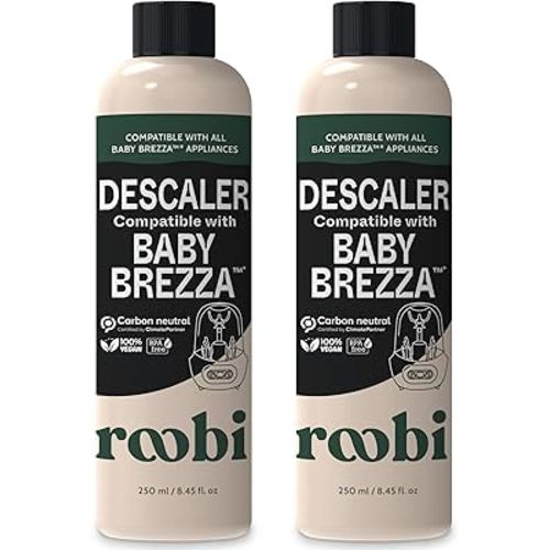 Roobi Descaling Solution Compatible with Baby Brezza. Specially Formulated to Clean & Descale Baby Appliances. Up to 2 Uses per Bottle, 2 Pack. Carbon Neutral.