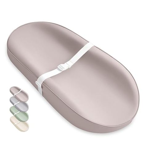 Blissful Diary Vegan Leather Baby Changing Pad with Waterproof & Wipe-Clean PU Cover, Avocado Size Cozy Diaper Changing Pad for Dresser and Table, Taupe
