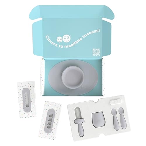 ezpz Kit 2: Learn to Eat and Drink (Pewter) - Start Solids + Baby-Led Weaning