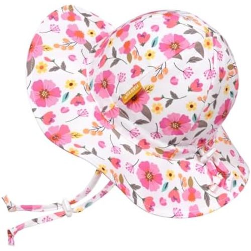 Baby Girl Sun Hat with UPF 50+ Outdoor Adjustable Toddler Beach Hat with Wide Brim Bucket Hats for Kids
