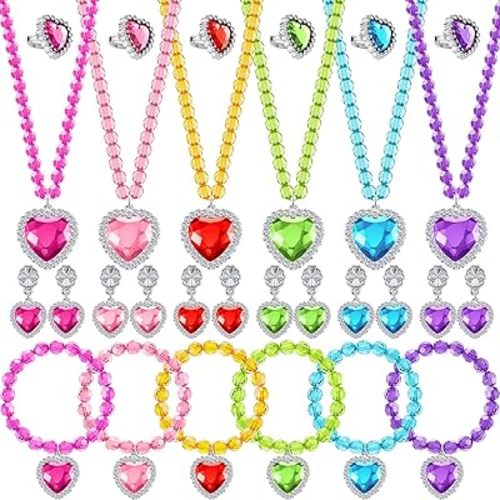 6 Set Princess Jewelry, Necklace Bracelet Rings Earrings Princess Costume
