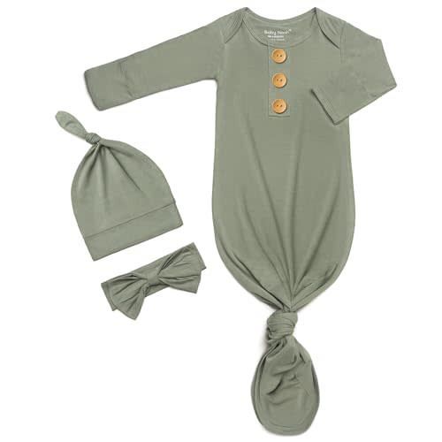 Newborn Baby Knotted Gown Clothes 0-3 Months, Infant Boy Girl Sleeper Outfits