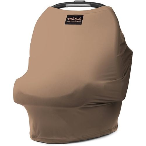Milk Snob Original 5-in-1 Luxe Nursing Cover in Cocoa - Added Privacy Breastfeeding Cover, Car Seat Cover for Carrier, Stroller, High Chair, Shopping Cart, Lounger Canopy, Newborn Essentials