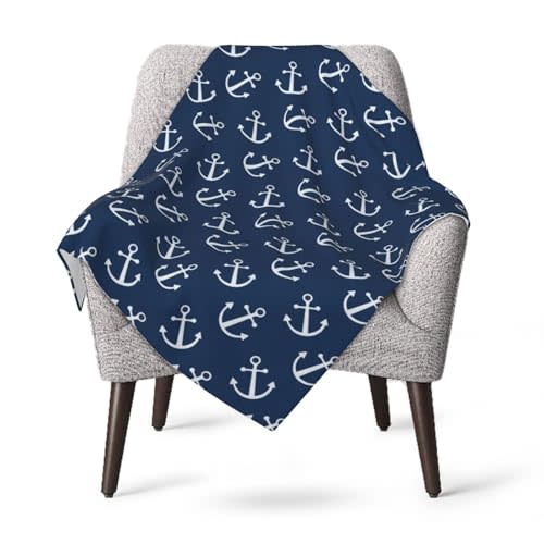 Duduho Nautical Anchor Navy Blue Baby Blanket Ultra Soft Throw Blanket All Season Warm Light Weight Cozy Plush Blankets for Home Bedroom Sofa Chair Travel, 40"X30"