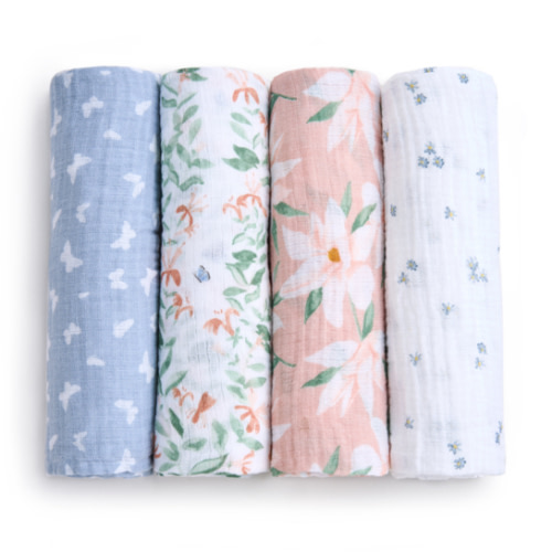 aden + anais butterfly garden essentials cotton muslin swaddles 4 pack