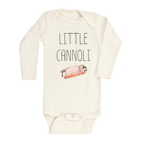 Kids Tshirt Baby Bodysuit Little Cannoli Baby Bodysuit Newborn Outfit Baby Shower Gift (Long Sleeve Natural, 3-6m)