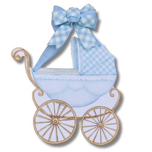 Blue Baby Carriage Door Hanger - Blue