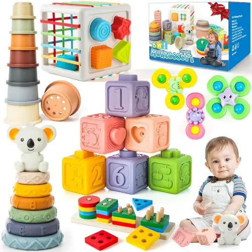 6-in-1 Baby Toys 6 to 12 Months,Montessori Toys for Babies 6-9-12-18 Months