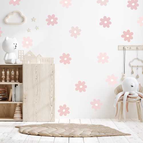Blush Daisy Wall Decals, Flower Decals for Girl, Cute Girl Wall Stickers, Daisy Wall Sticker, Nursery Decor, Mixed Blush Flowers