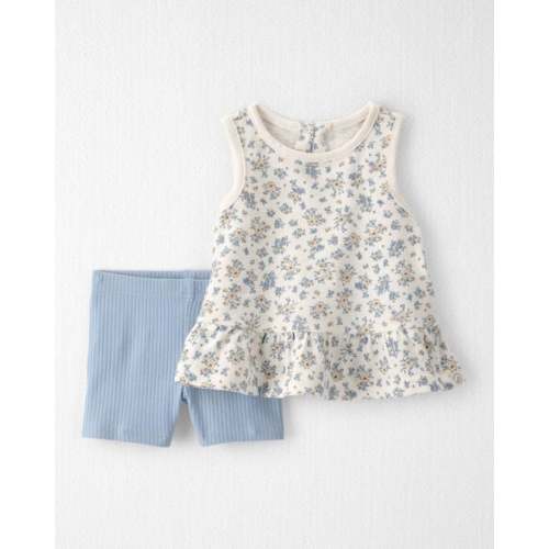 Baby Girl 2-Piece Top & Short Set Made with Organic Cotton in Spring Bloom Print  - Little Planet | Carter's