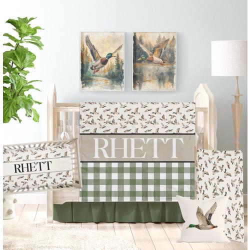 Duck Nursery Decor and Bedding – Rustic Woodland Nursery, Personalized Baby Gift