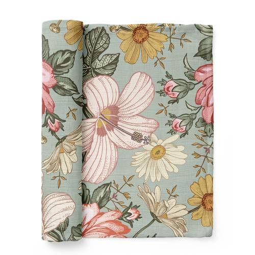 Garden Floral Muslin Swaddle – Soft Cotton Baby Blanket