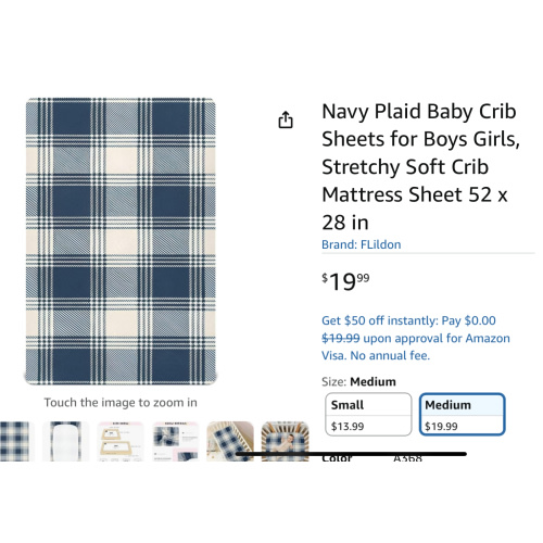 Blue and Beige plaid Crib Mattress Sheet