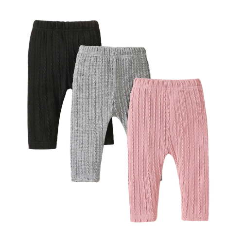 SonxaHe Newborn Girl Pants Solid Stretchy Baggy Knit Leggings Baby Soft Comfortable Ourdoor Trousers,3-Piece Multi-color,Size 3-24 M