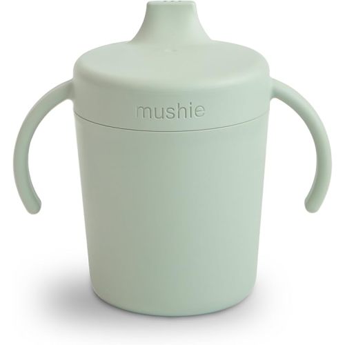 mushie Trainer Sippy Cup | Made in Denmark | Leak Resistant Twist-Off Lid & Handles | 6 Months + (Sage)