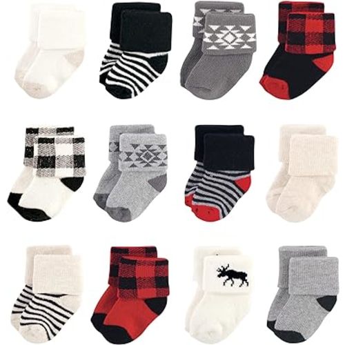 Hudson Baby Baby Girls' Cotton Rich Newborn and Terry Socks